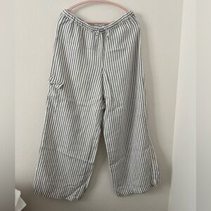 Chico's Black and White Striped Linen Pants